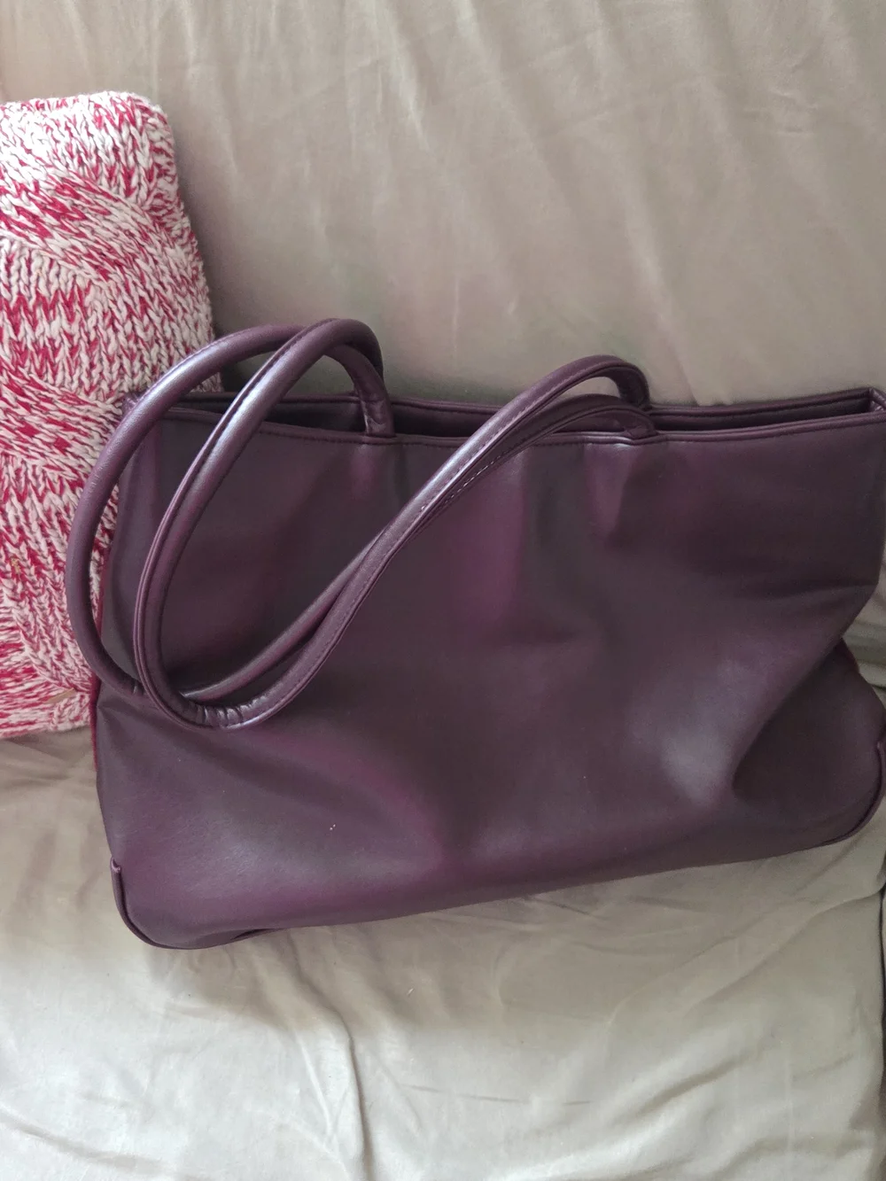 Women's Burgundy Tote Bag with Tassel Accent